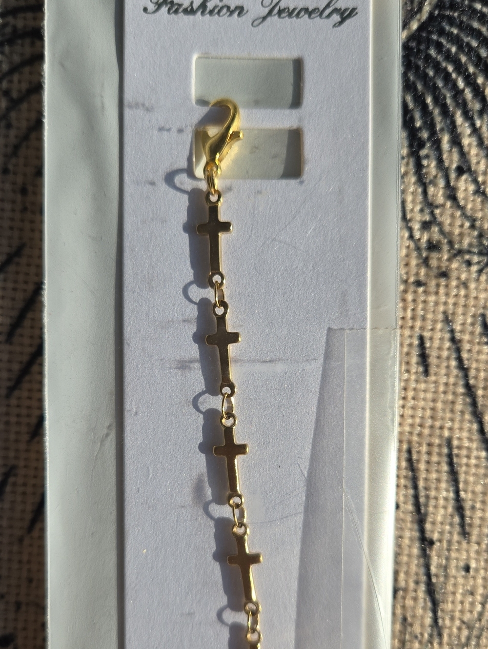 Stainless Steel Real Gold Plated Cross Link Bracelet
